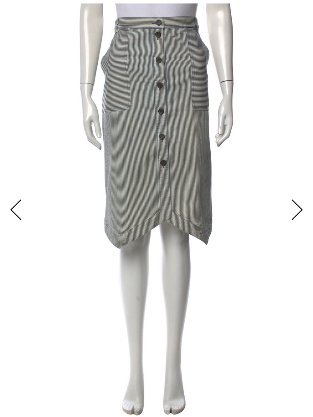 Jil Sander Navy Striped Midi Length Skirt